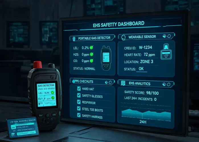 Connected safety dashboard and gas detector